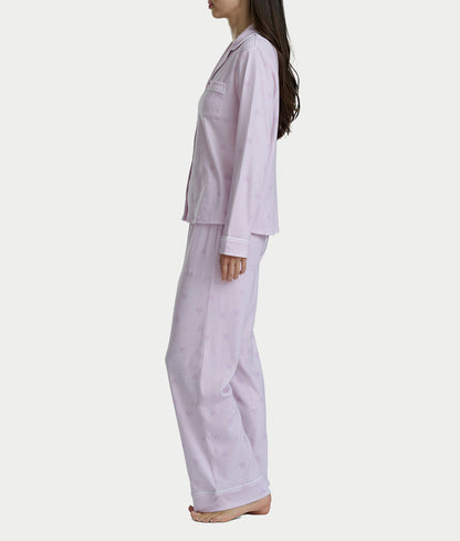 Notch Collar Woven Pajama Set
