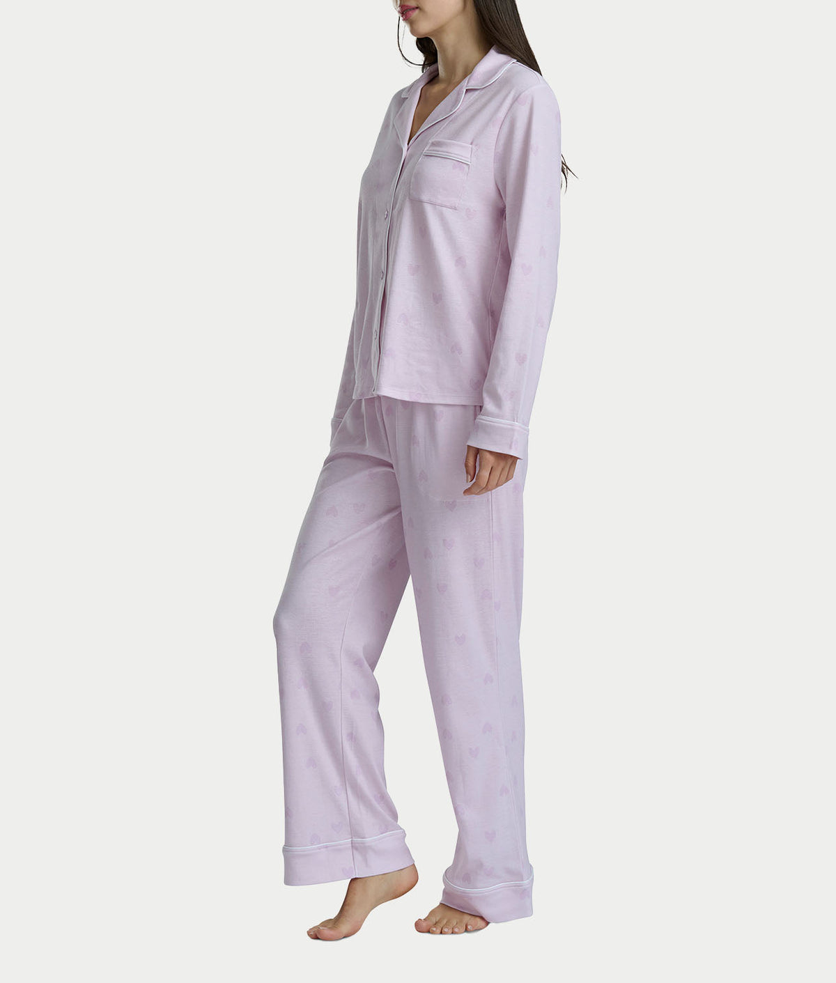 Notch Collar Woven Pajama Set