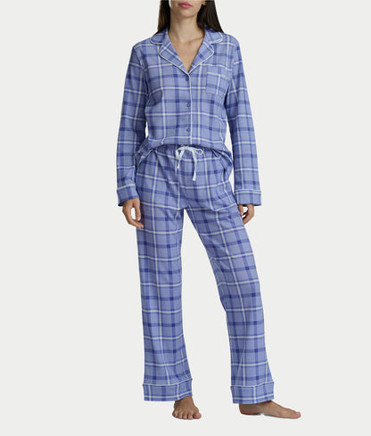 Notch Collar Woven Pajama Set