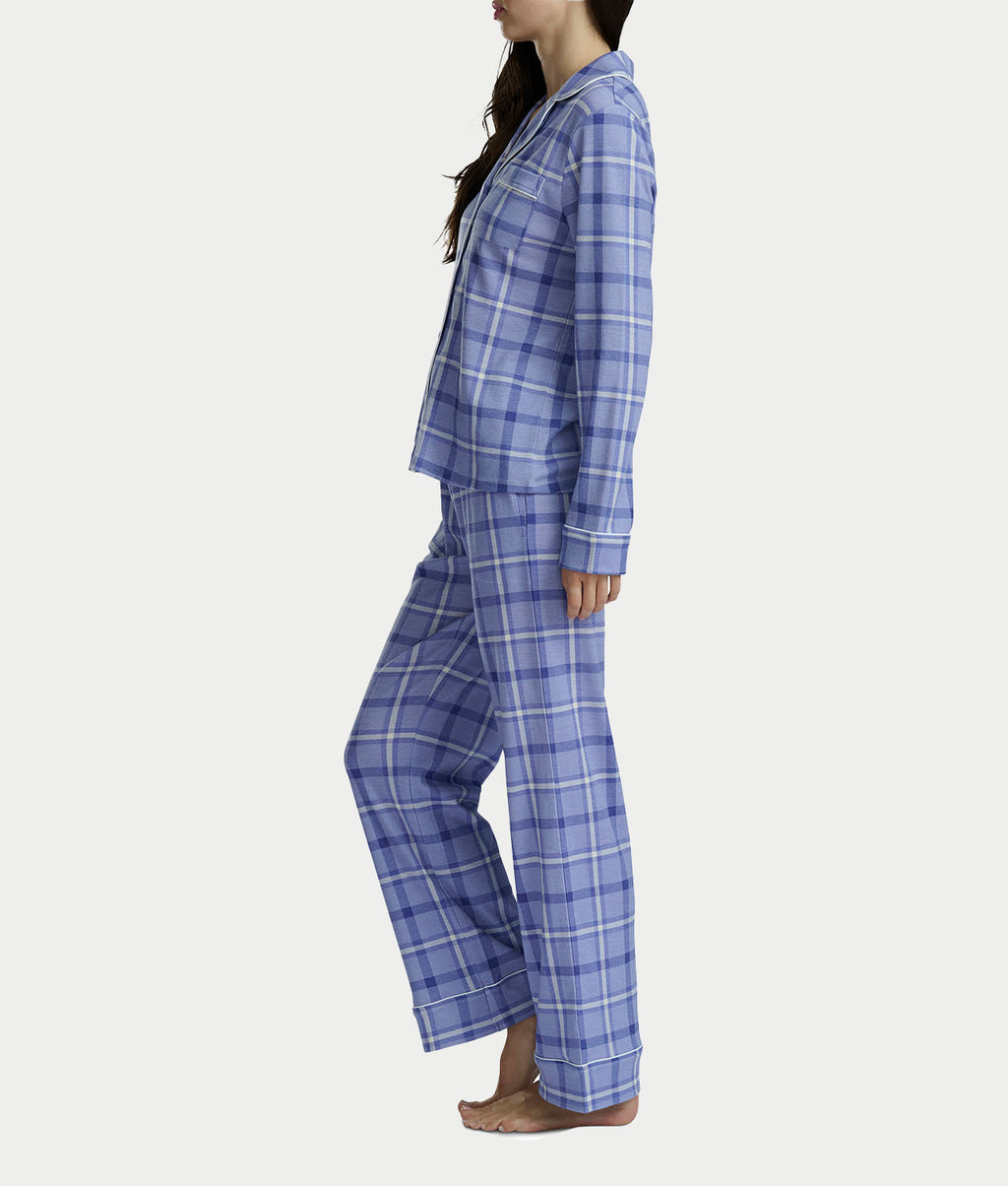 Notch Collar Woven Pajama Set