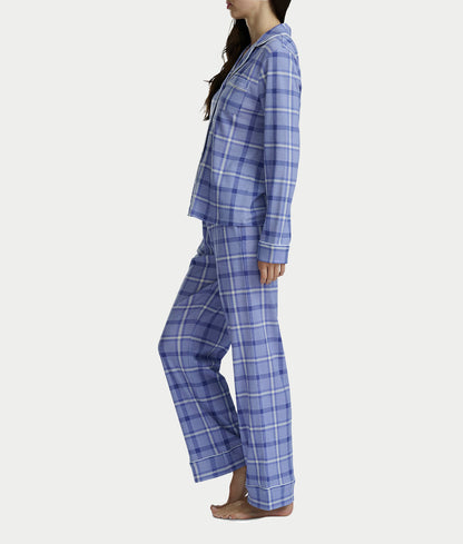 Notch Collar Woven Pajama Set