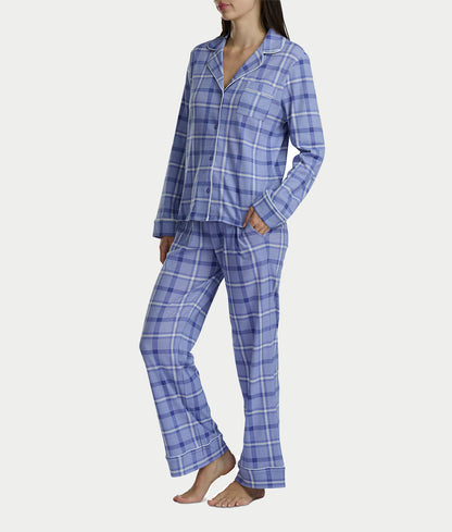 Notch Collar Woven Pajama Set