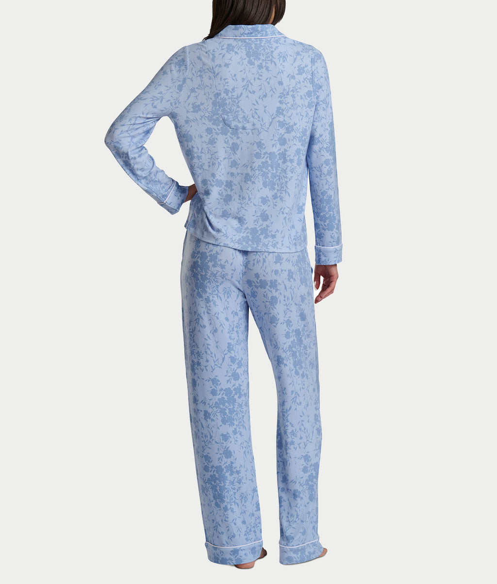 Notch Collar Woven Pajama Set