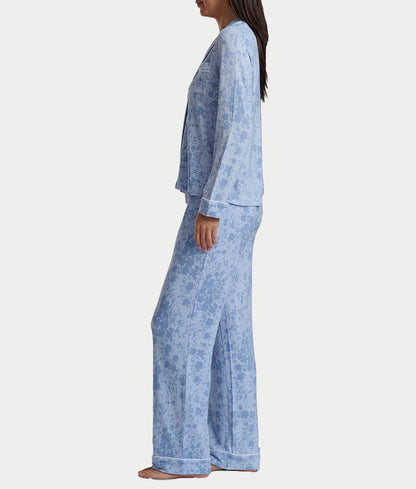 Notch Collar Woven Pajama Set