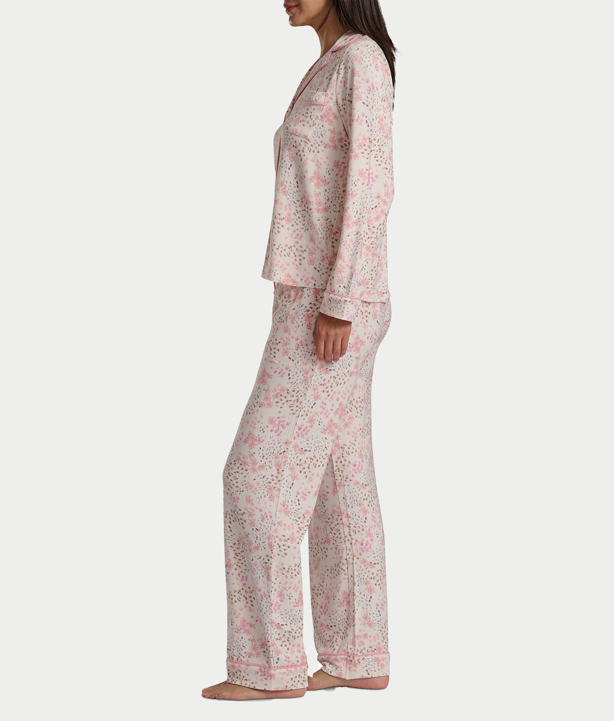 Notch Collar Woven Pajama Set