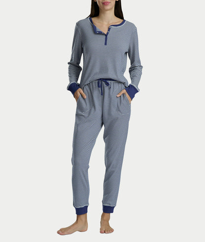 Long Sleeve Rib Henley Jogger Set