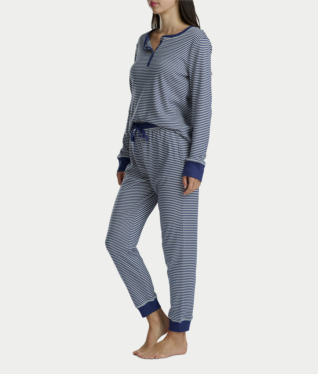 Long Sleeve Rib Henley Jogger Set