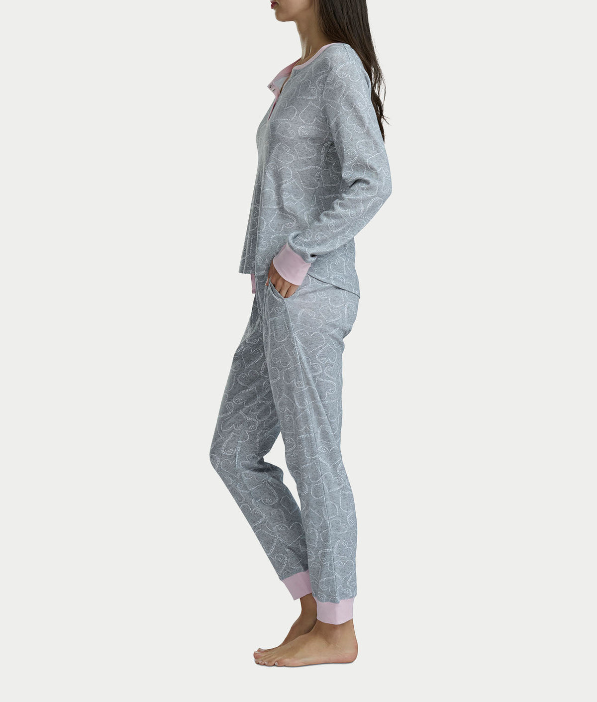 Long Sleeve Rib Henley Jogger Set