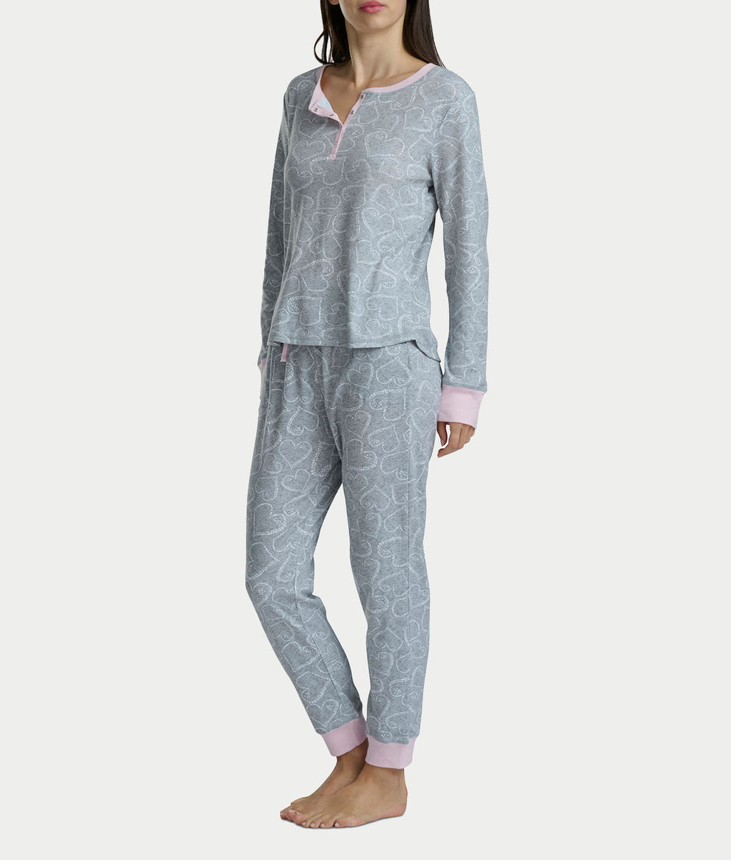 Long Sleeve Rib Henley Jogger Set