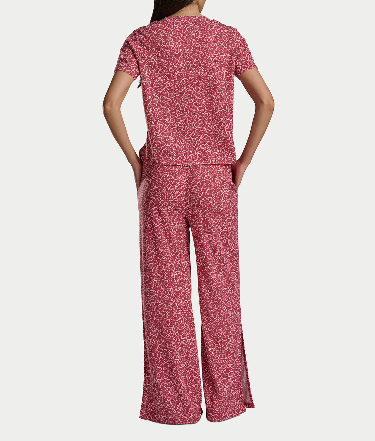 Pointelle Short Sleeve Button-Down Top and Long Pant Set
