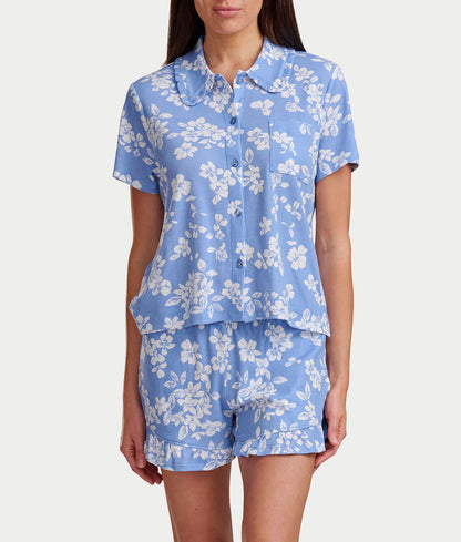 Notch Top Knit Boxer Pajama Set