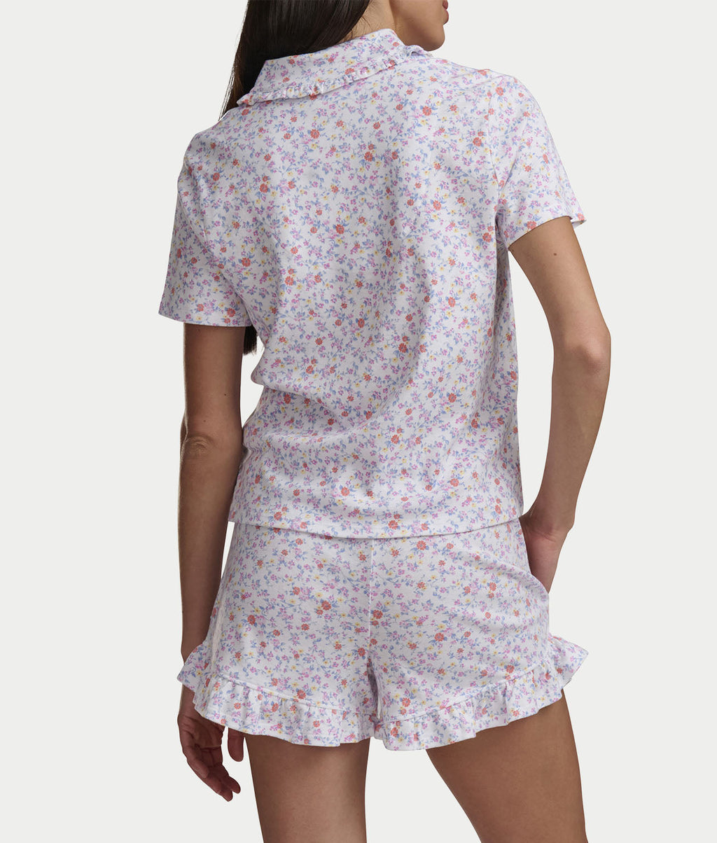 Notch Top Knit Boxer Pajama Set