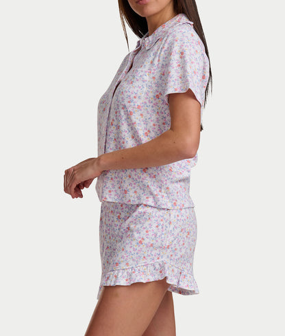 Notch Top Knit Boxer Pajama Set