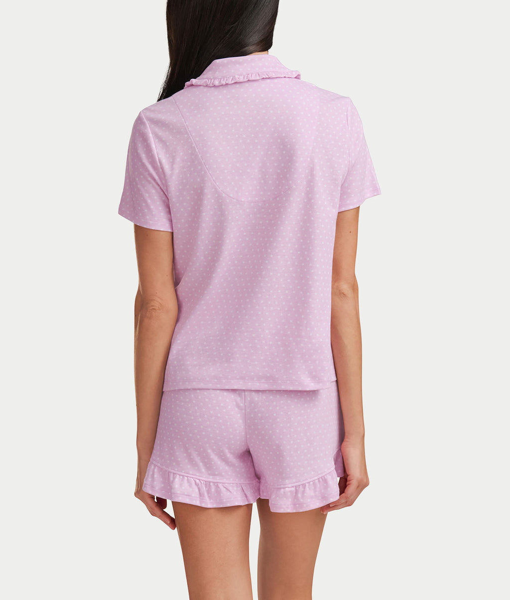 Notch Top Knit Boxer Pajama Set