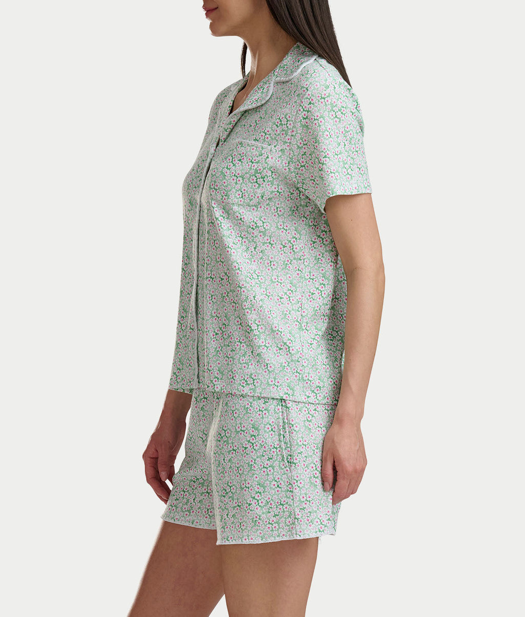 Notch Collar Knit Short Pajama Set