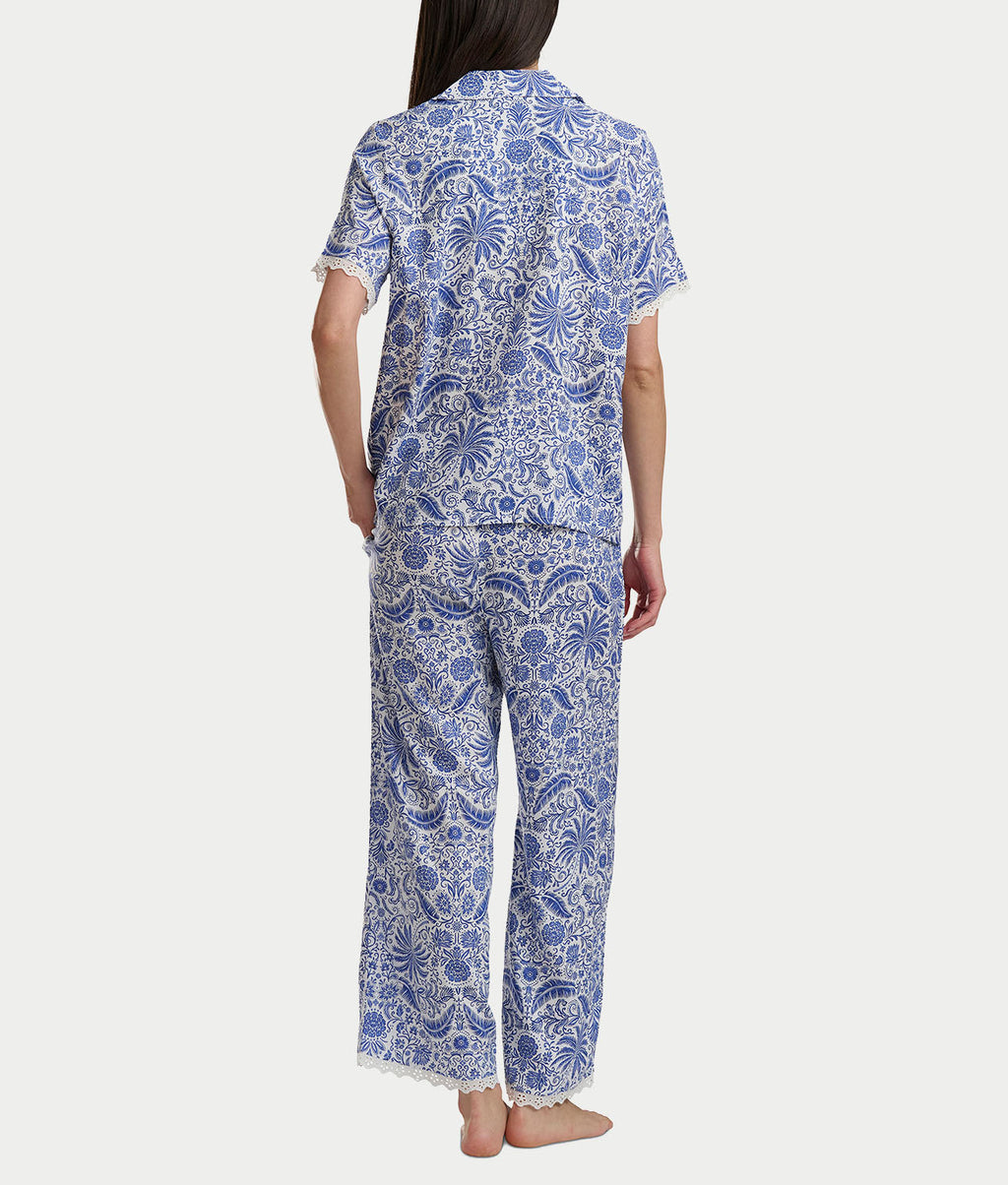 Short Sleeve Knit Top & Cropped Pajama Set
