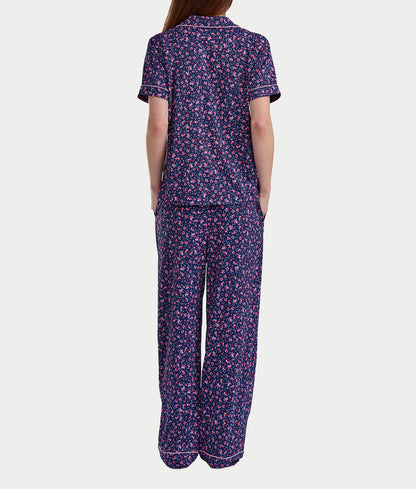 Brushed Jersey Knit Short Sleeve Top Pajama Set