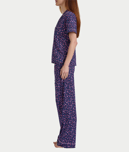 Brushed Jersey Knit Short Sleeve Top Pajama Set