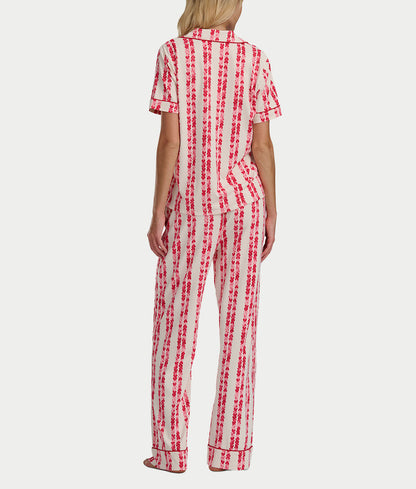 Brushed Jersey Knit Short Sleeve Top Pajama Set