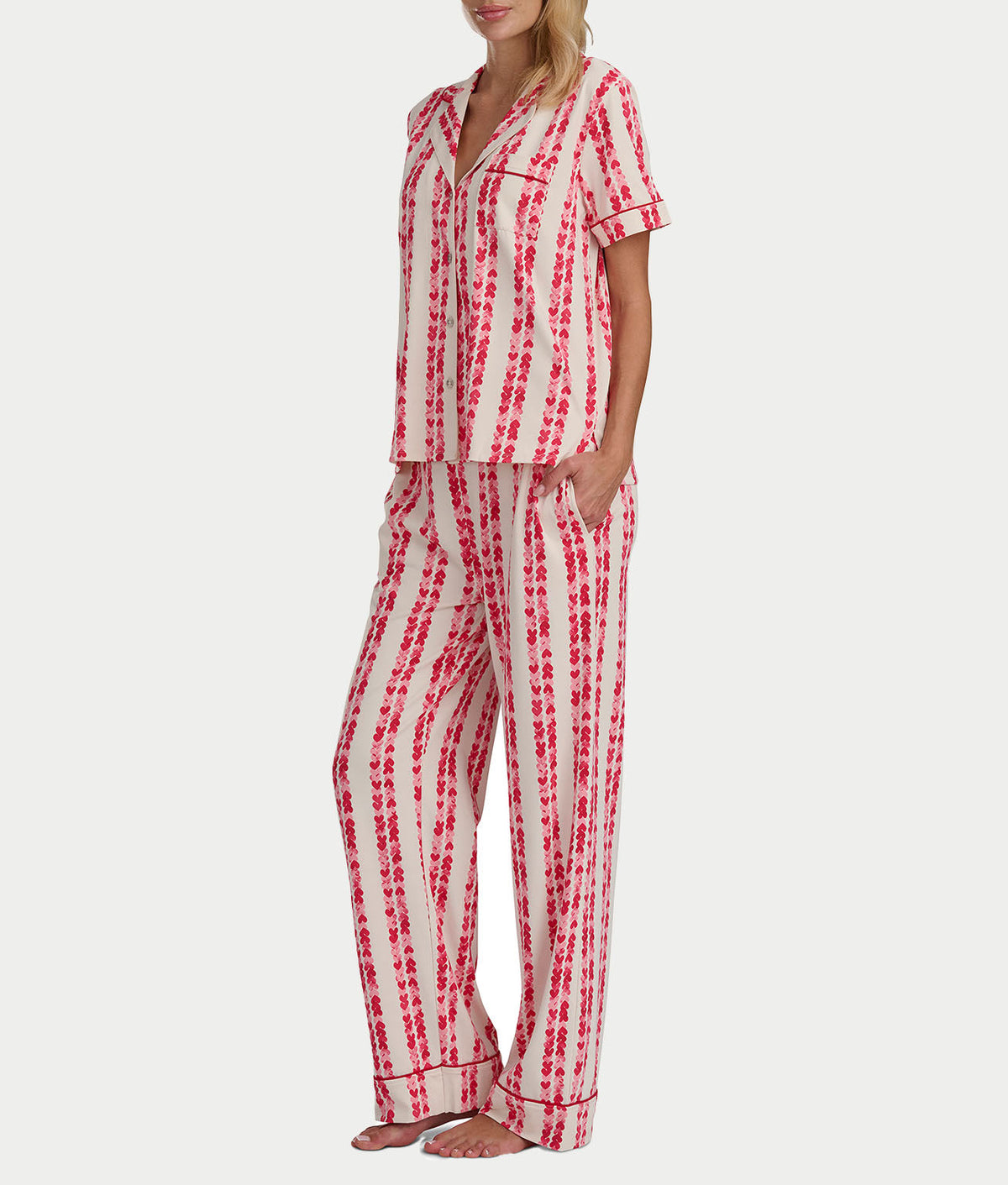Brushed Jersey Knit Short Sleeve Top Pajama Set