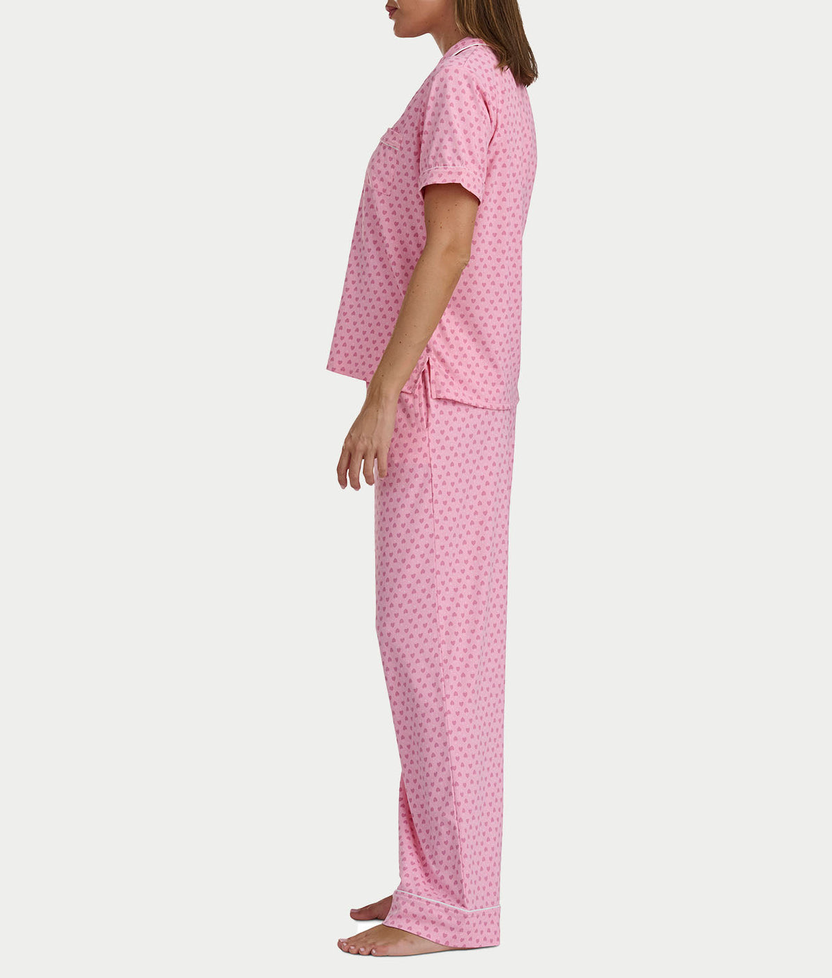 Brushed Jersey Knit Short Sleeve Top Pajama Set