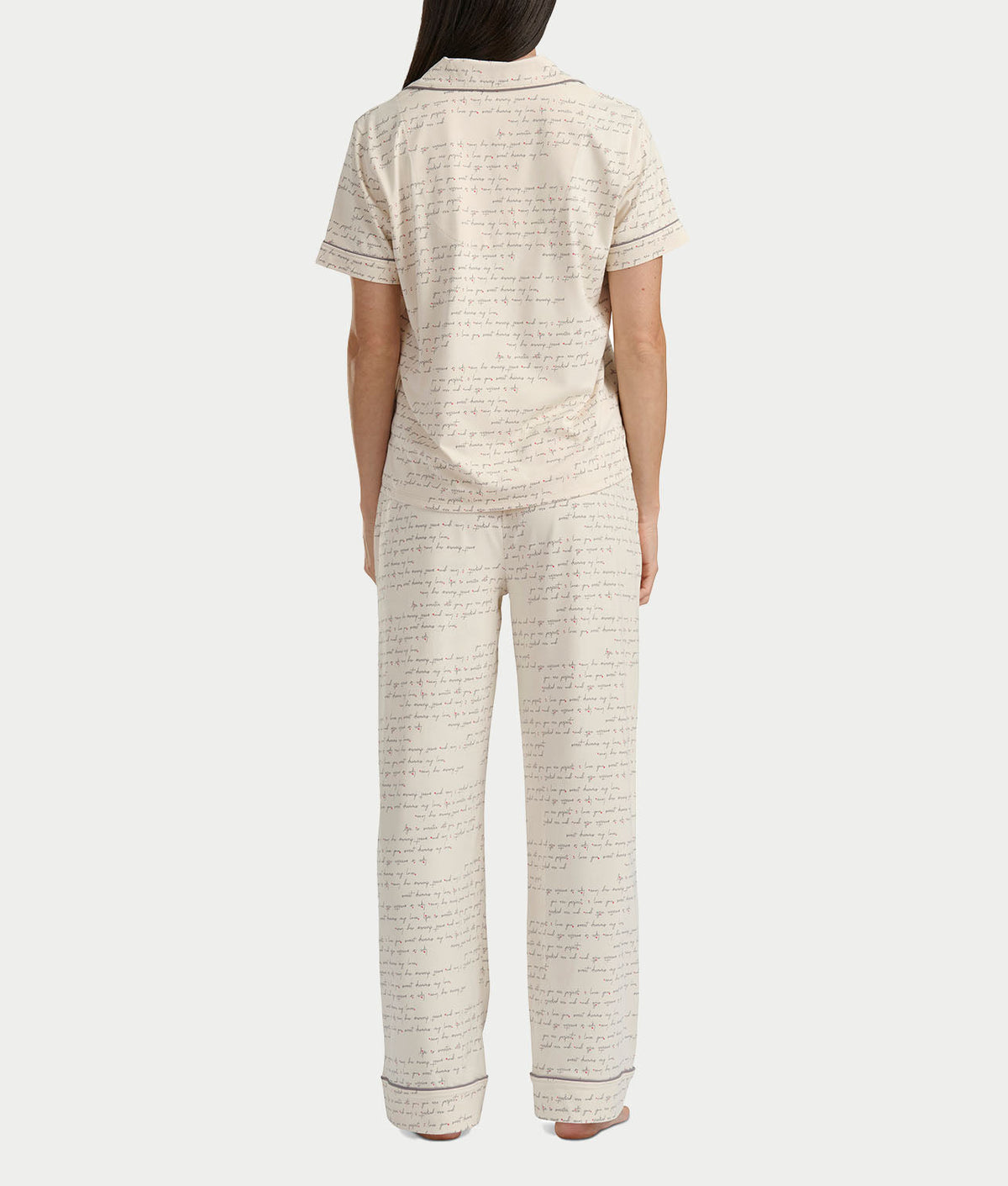 Brushed Jersey Knit Short Sleeve Top Pajama Set