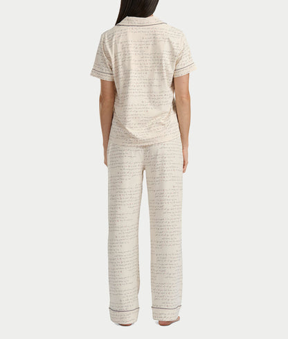 Brushed Jersey Knit Short Sleeve Top Pajama Set