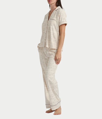 Brushed Jersey Knit Short Sleeve Top Pajama Set