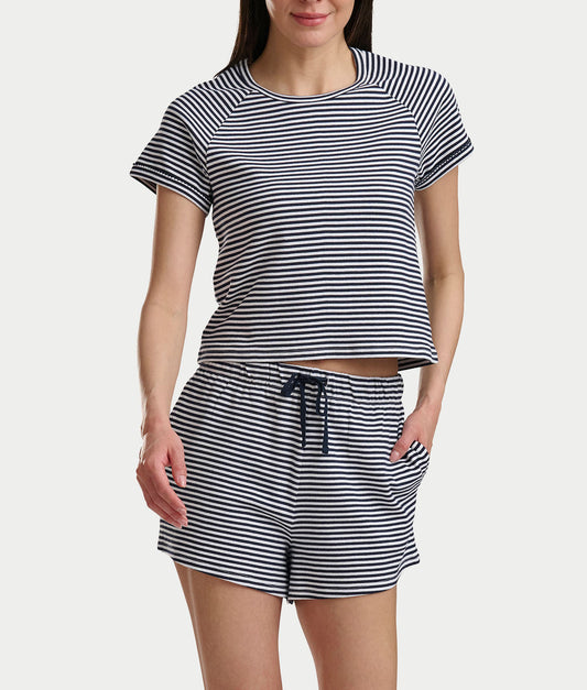 Short Sleeve Knit Tee & Boxer Pajama Set