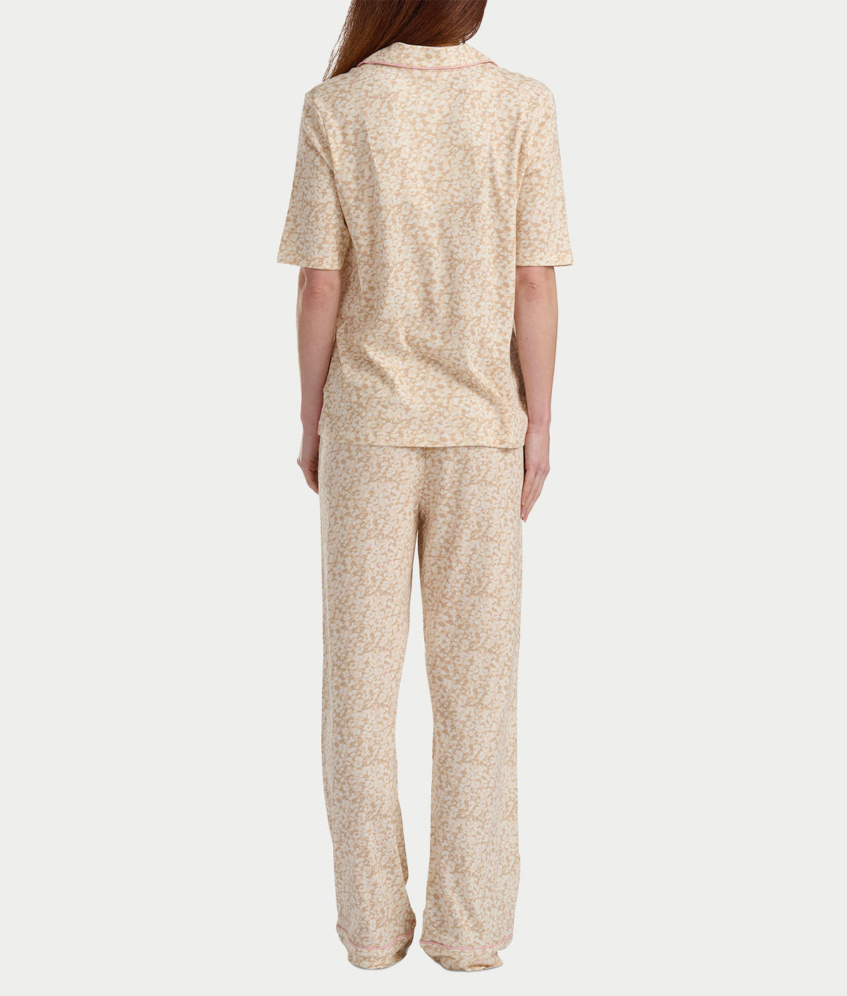 Notch Collar Elbow Sleeve Pajama Set