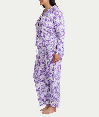 Paisley Fusion Knit Pajama Set with Satin