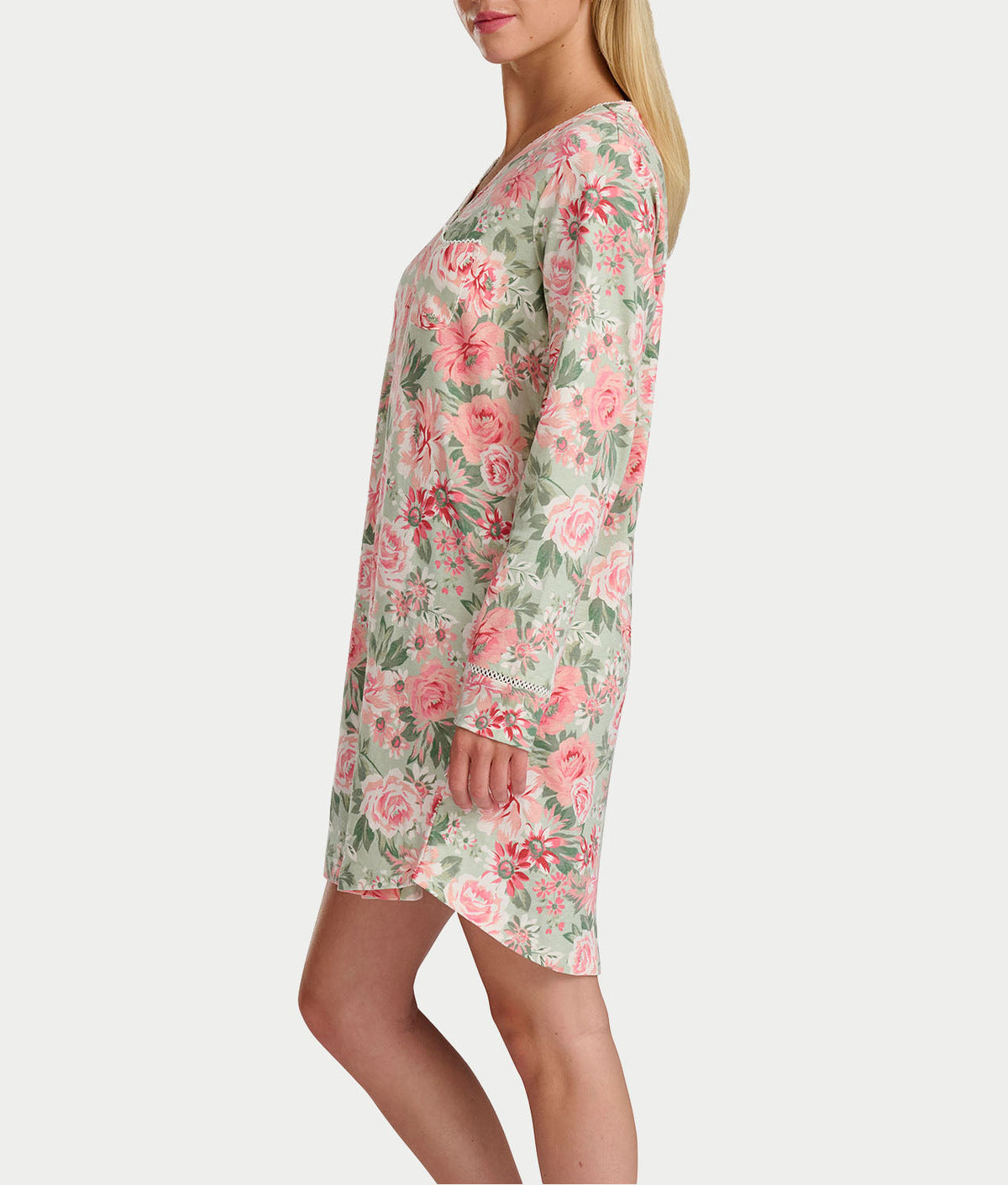 Vintage Dreams Henley Sleep Shirt With Picot Trim