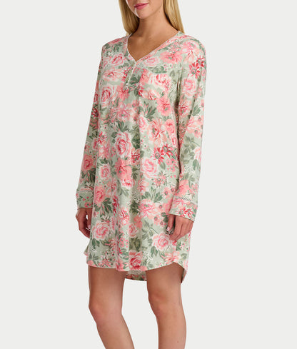 Vintage Dreams Henley Sleep Shirt With Picot Trim