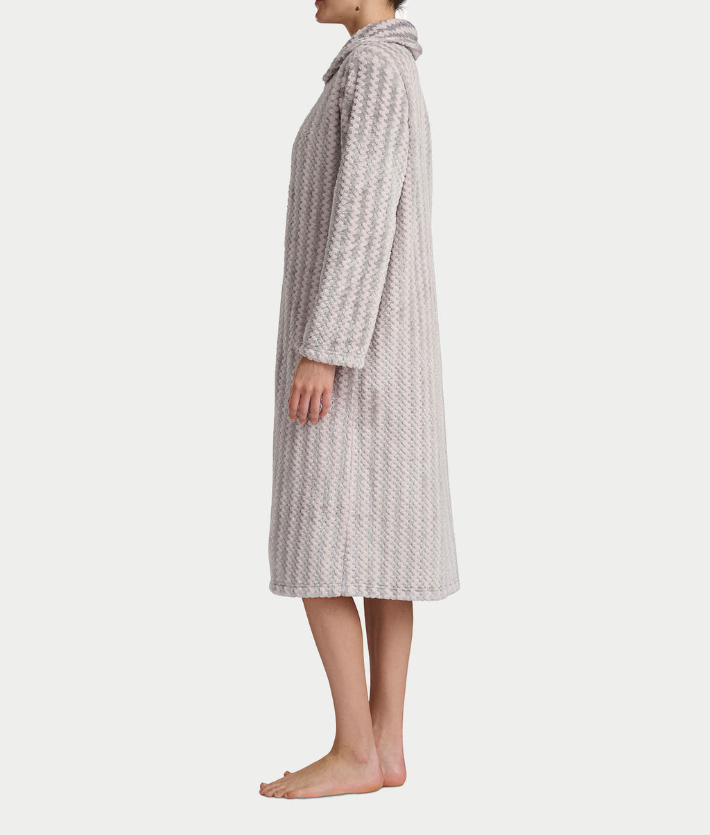 Plush Long Sleeve 47" Shawl Collar Zip Robe