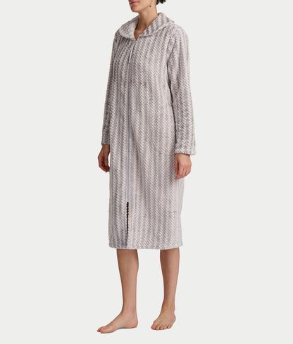 Plush Long Sleeve 47" Shawl Collar Zip Robe