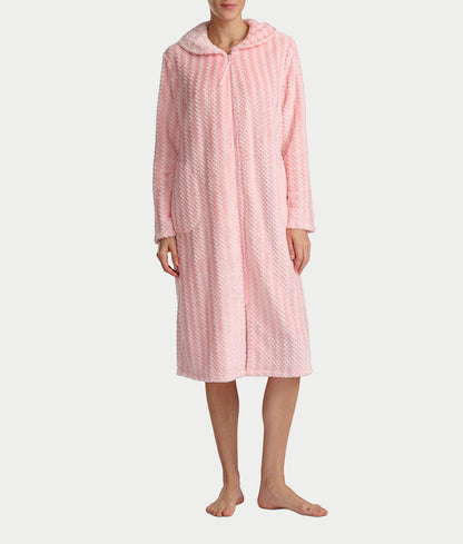 Plush Long Sleeve 47" Shawl Collar Zip Robe