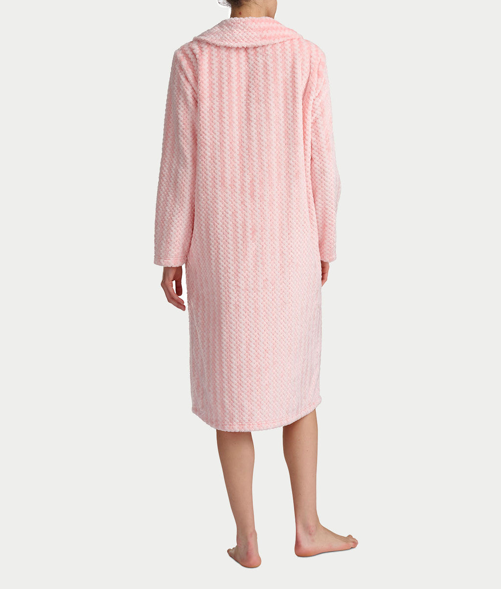 Plush Long Sleeve 47" Shawl Collar Zip Robe
