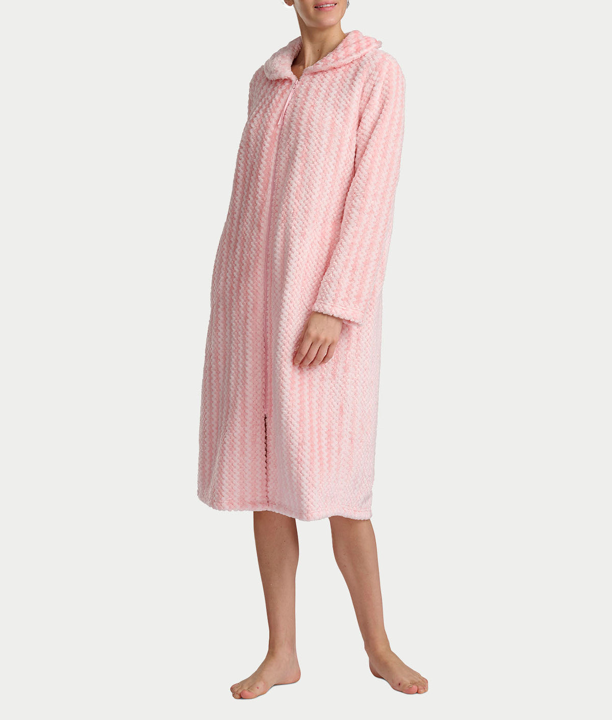 Plush Long Sleeve 47" Shawl Collar Zip Robe