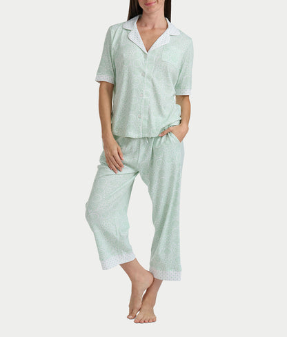 Elbow Sleeve Capri Knit Pajama Set