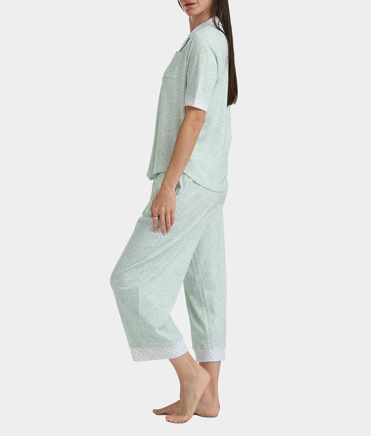 Elbow Sleeve Capri Knit Pajama Set