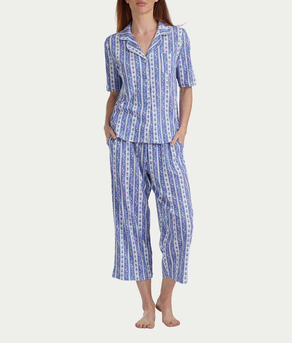 Elbow Sleeve Capri Knit Pajama Set