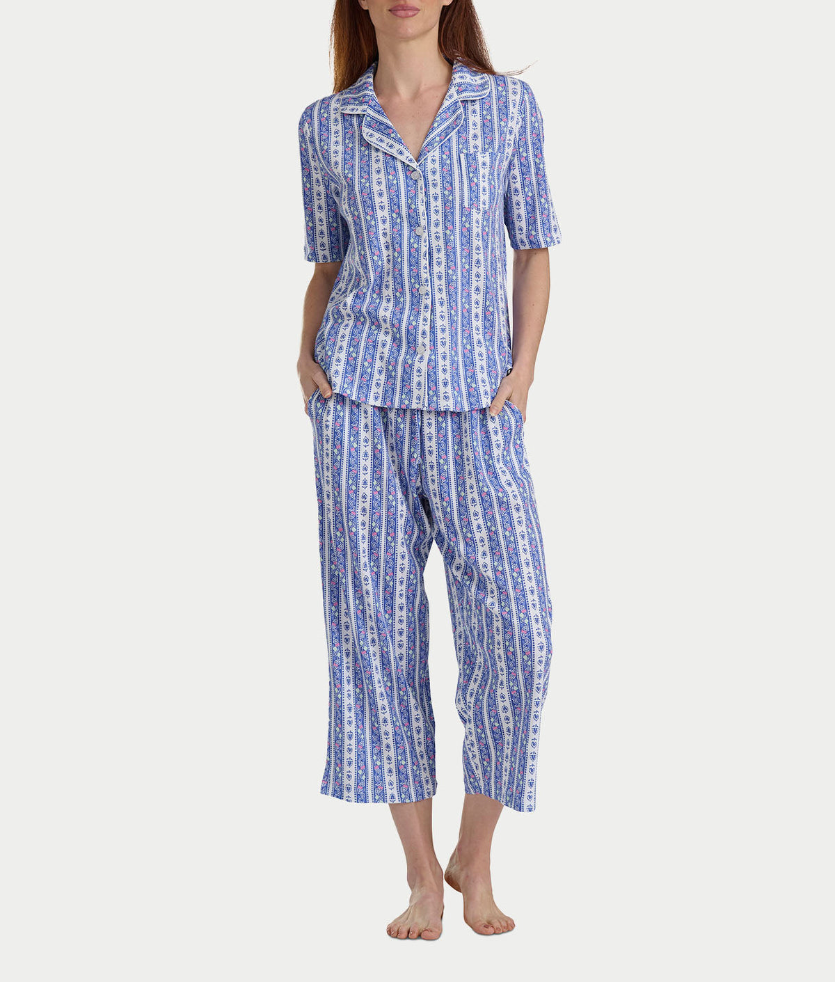 Elbow Sleeve Capri Knit Pajama Set