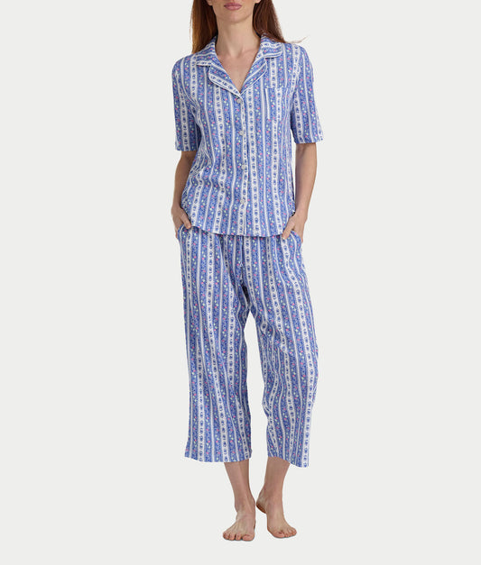 Elbow Sleeve Capri Knit Pajama Set