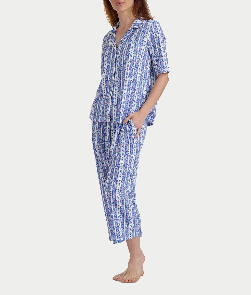 Elbow Sleeve Capri Knit Pajama Set