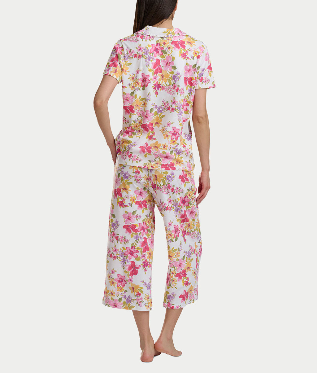 Notch Collar Knit Capri Pajama Set