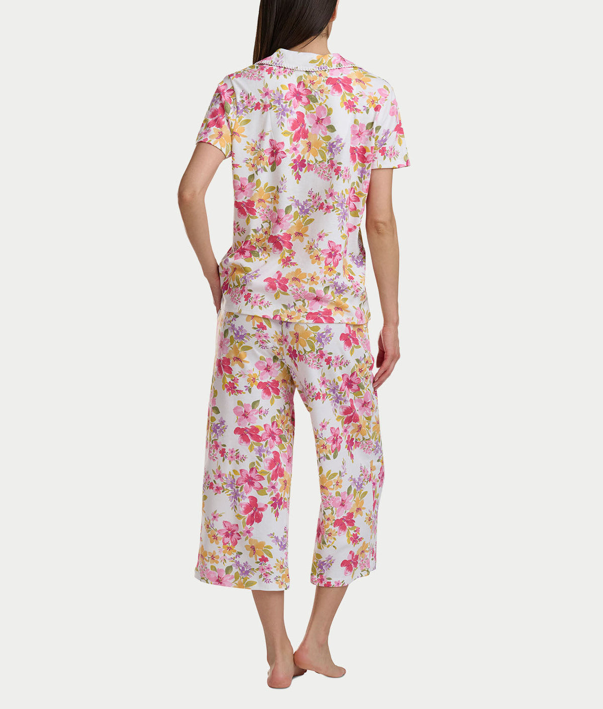 Notch Collar Knit Capri Pajama Set