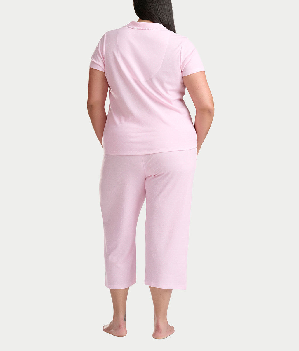 Notch Collar Knit Capri Pajama Set