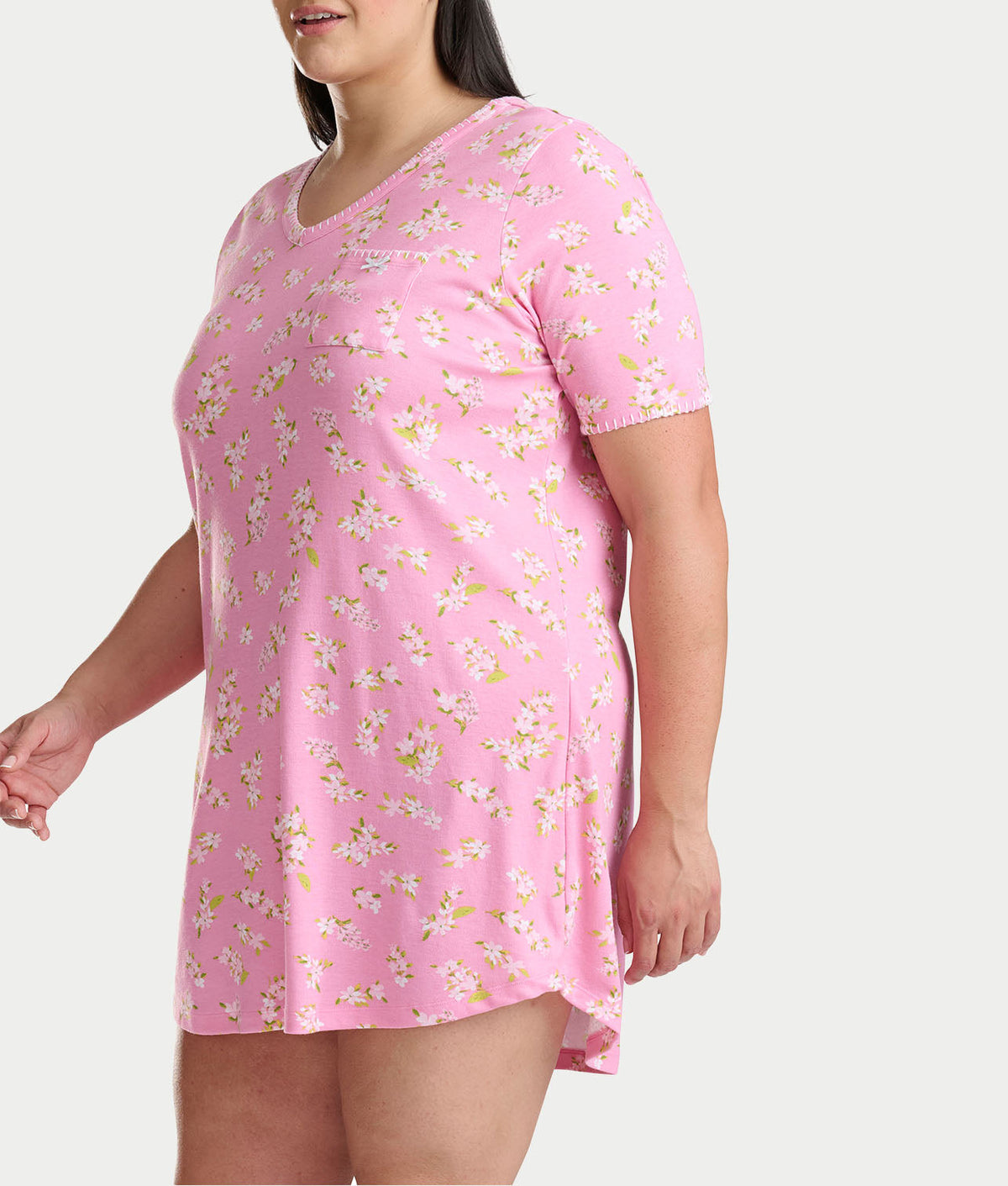 Blanket Stitching Knit Sleep Shirt