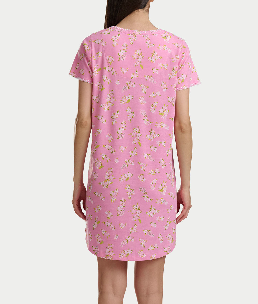 Blanket Stitching Knit Sleep Shirt
