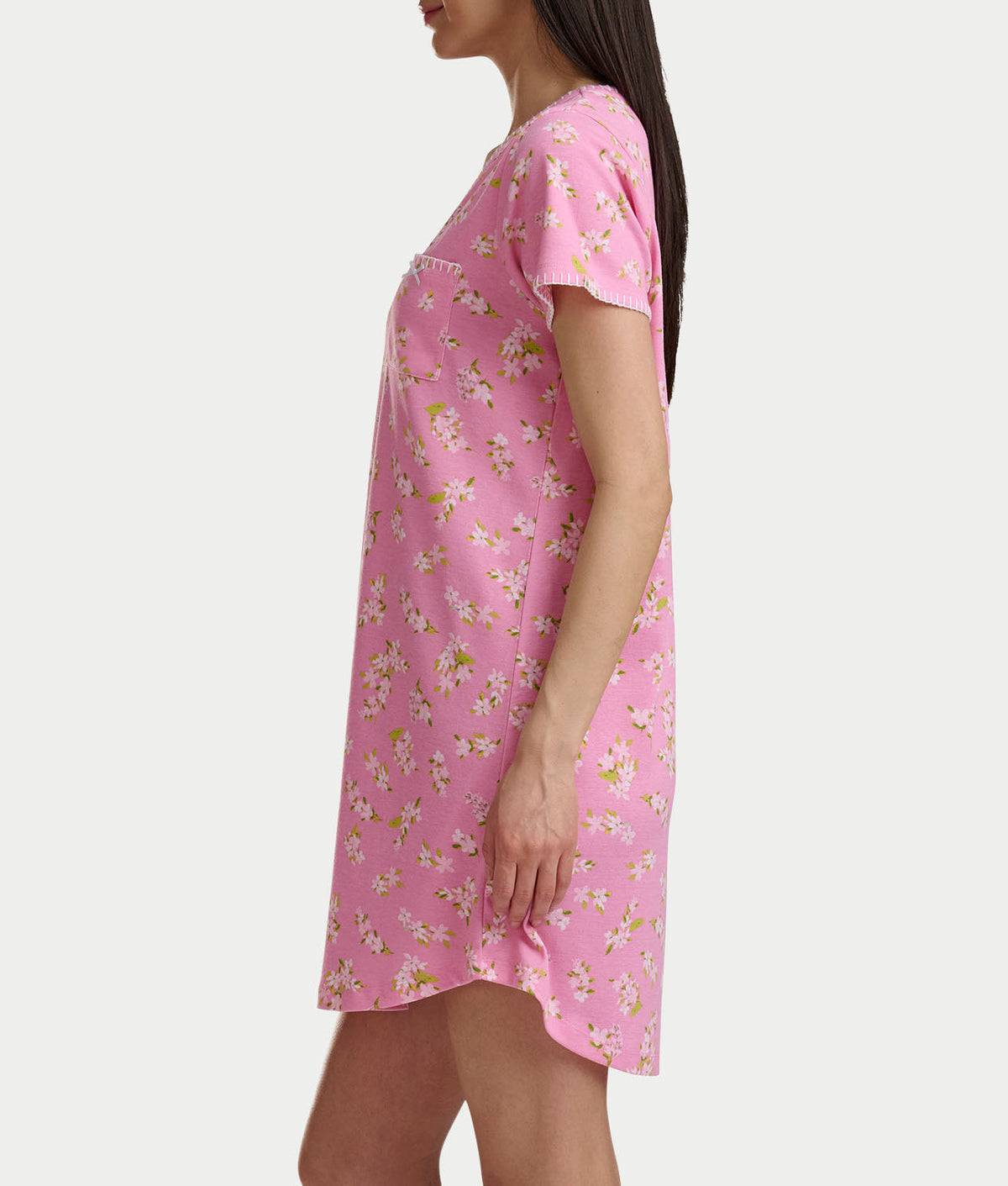 Blanket Stitching Knit Sleep Shirt
